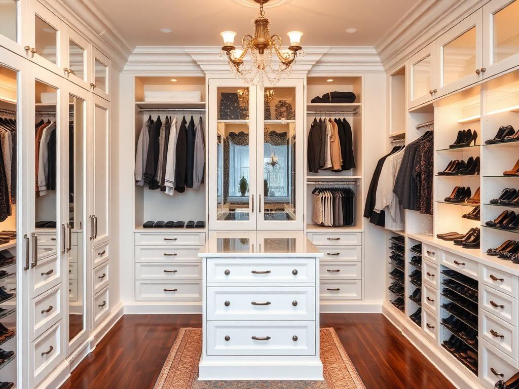 Custom walk-in closet after professional installation by Closets by Christopher